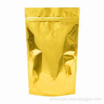 Golden Printed Stand-up Zipper Pouch, Customized Sizes and Printings Accepted